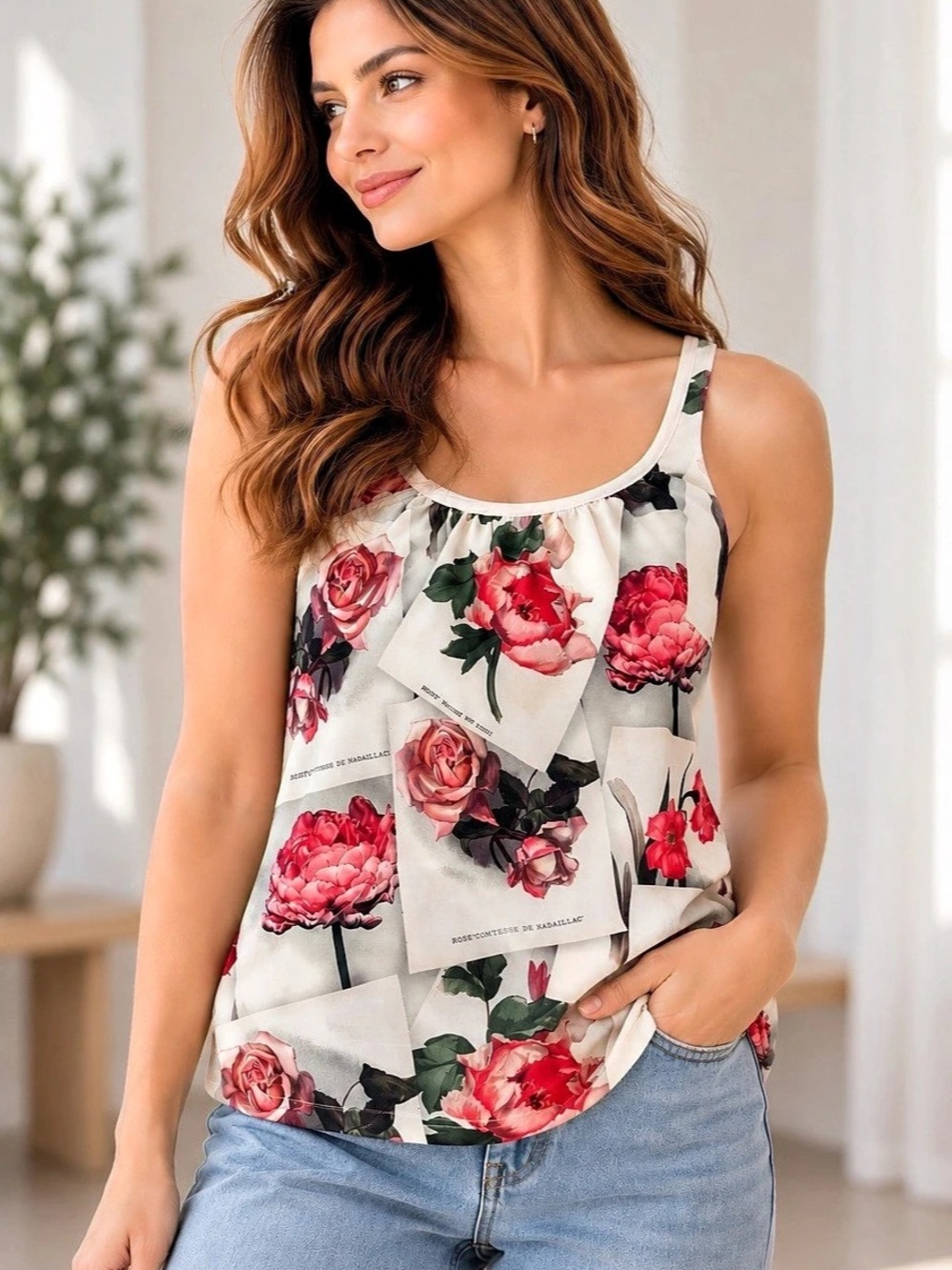 Ted Baker Floral Tank Top in Pink & White Size 1 Like New